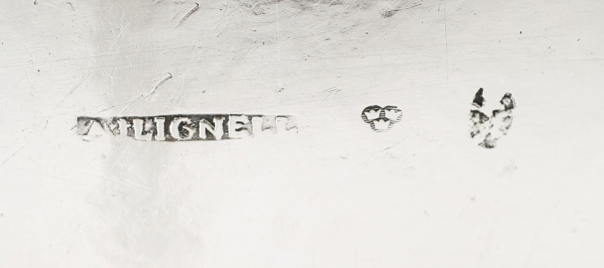 SOCKERSKRIN, silver, Anders Johan Lignell, Sundsvall 1806-1842. Vikt ca 229 gram.