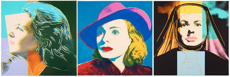 Andy Warhol, "Three portraits of Ingrid Bergman by Andy Warhol".