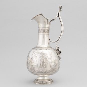 A silver wine jug, mark of Emil Ferdinand Dahl, Copenhagen 1865.