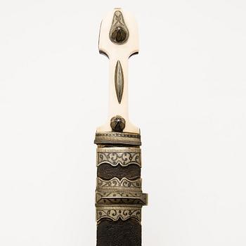 A Caucasian niello-silver mounted Kindjal dagger, second half of 19th Century.