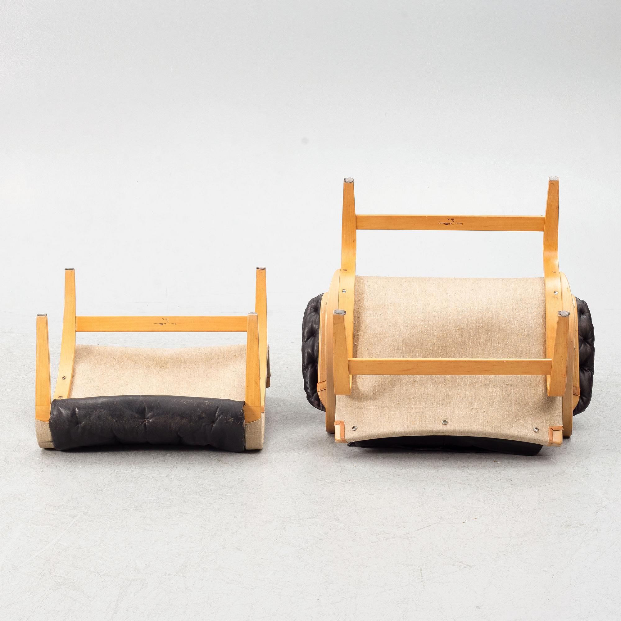 Bruno Mathsson, armchair with footstool, "Pernilla", Dux.