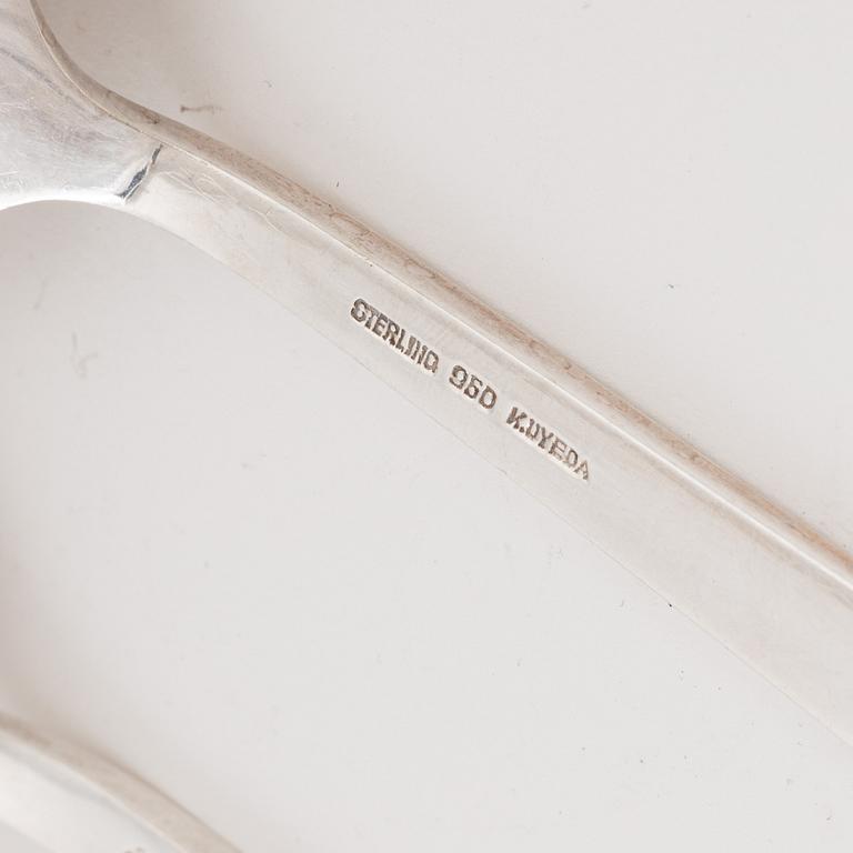 A Japanese sterling silver cutlery, mark of K. Uyeda, 20th century (98 pieces).