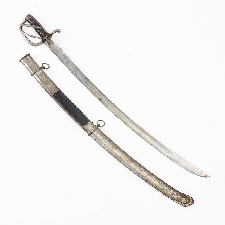 Swedish sabre, m/1825 for hussar troops, with scabbard.