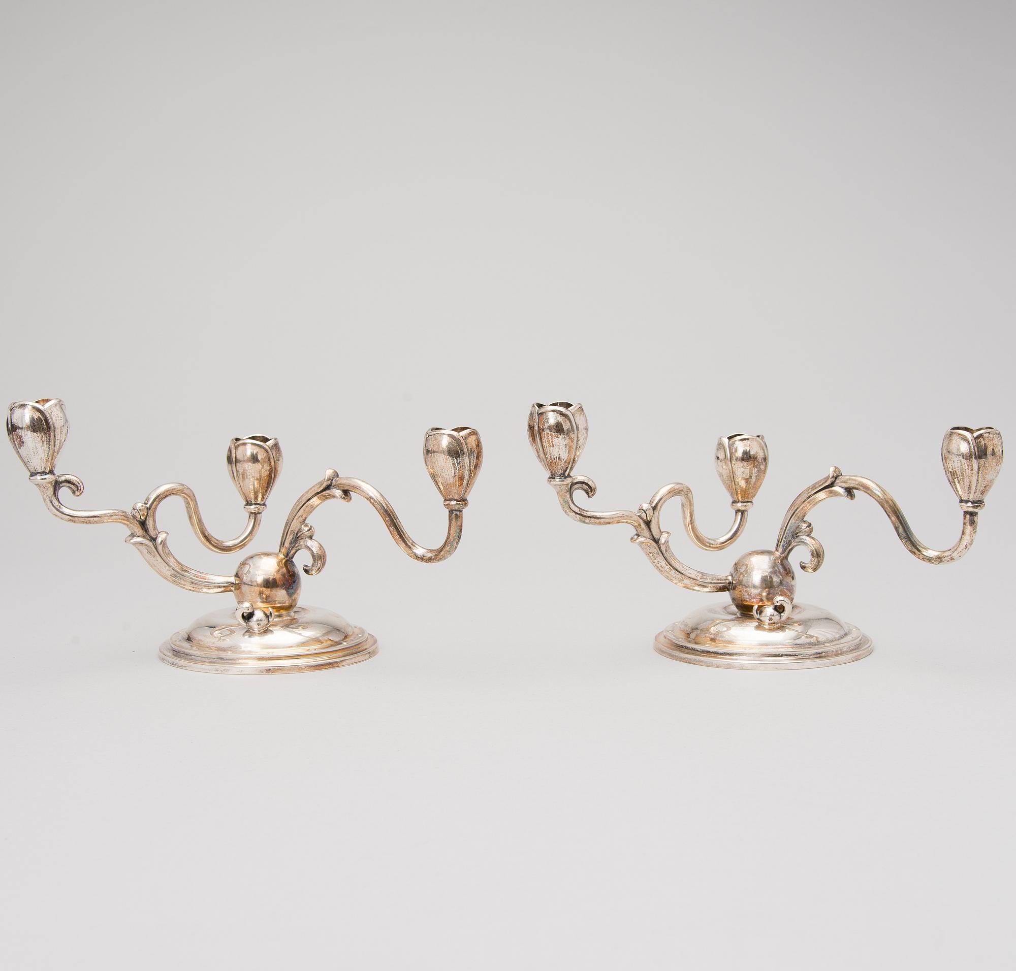 W.A. BOLIN, KANDELABRAR, ett par, silver, Stockholm 1934.