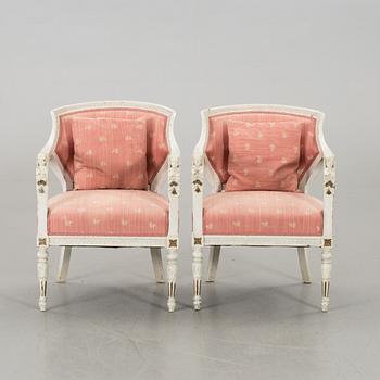 A COUPLE OF SWEDISH ARMCHAIRS, GUSTAVIAN STYLE.