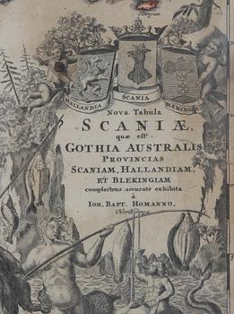 KARTA, Johan Homan "Skåne". 1700-tal.