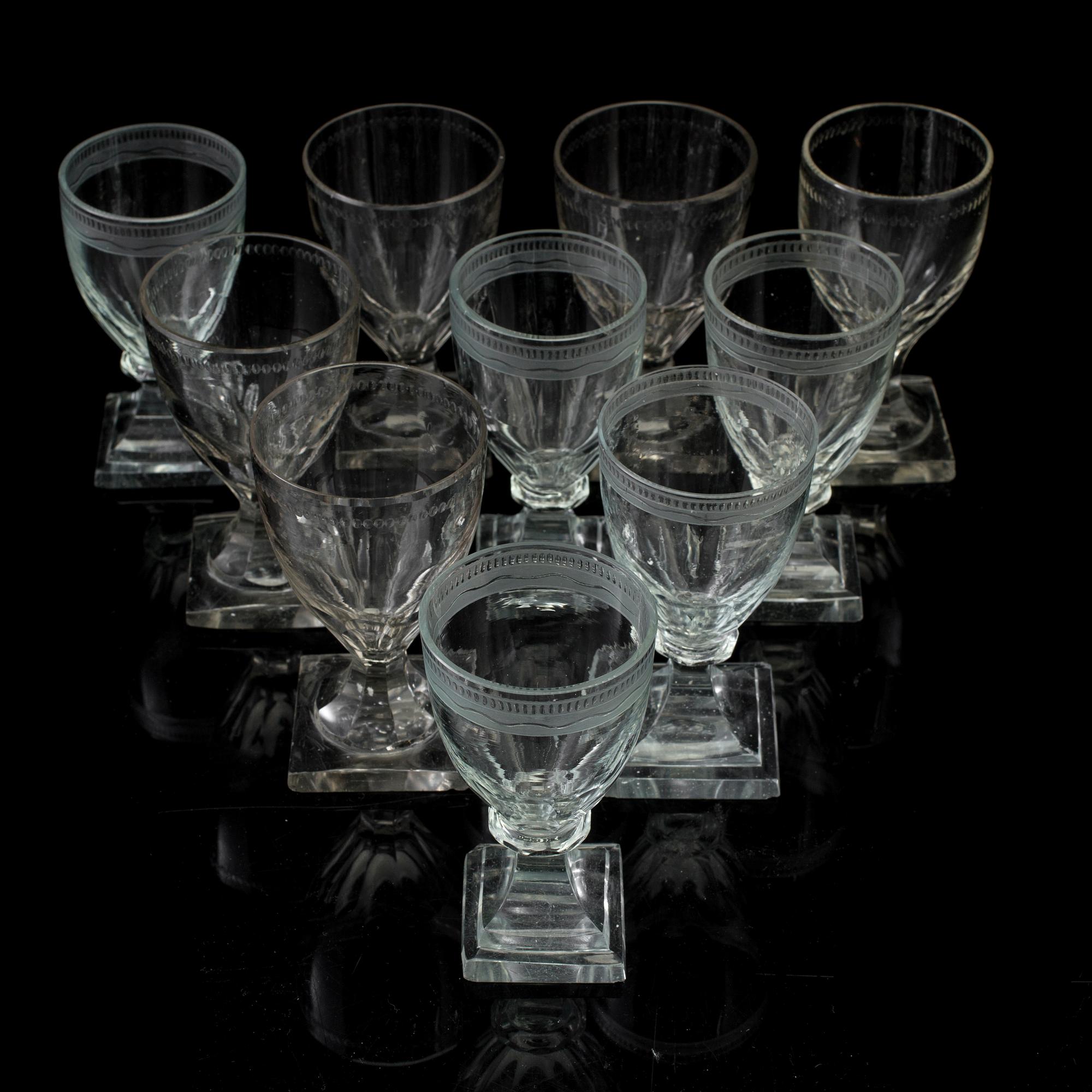 Ten 19th Century wine glasses.