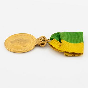 Medalj, Kungliga Patriotiska Sällskapet, guld, Gustaf V, 1916.