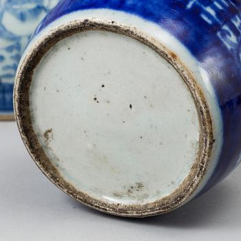 Six blue and white jars, Qing dynasty, 19th century.