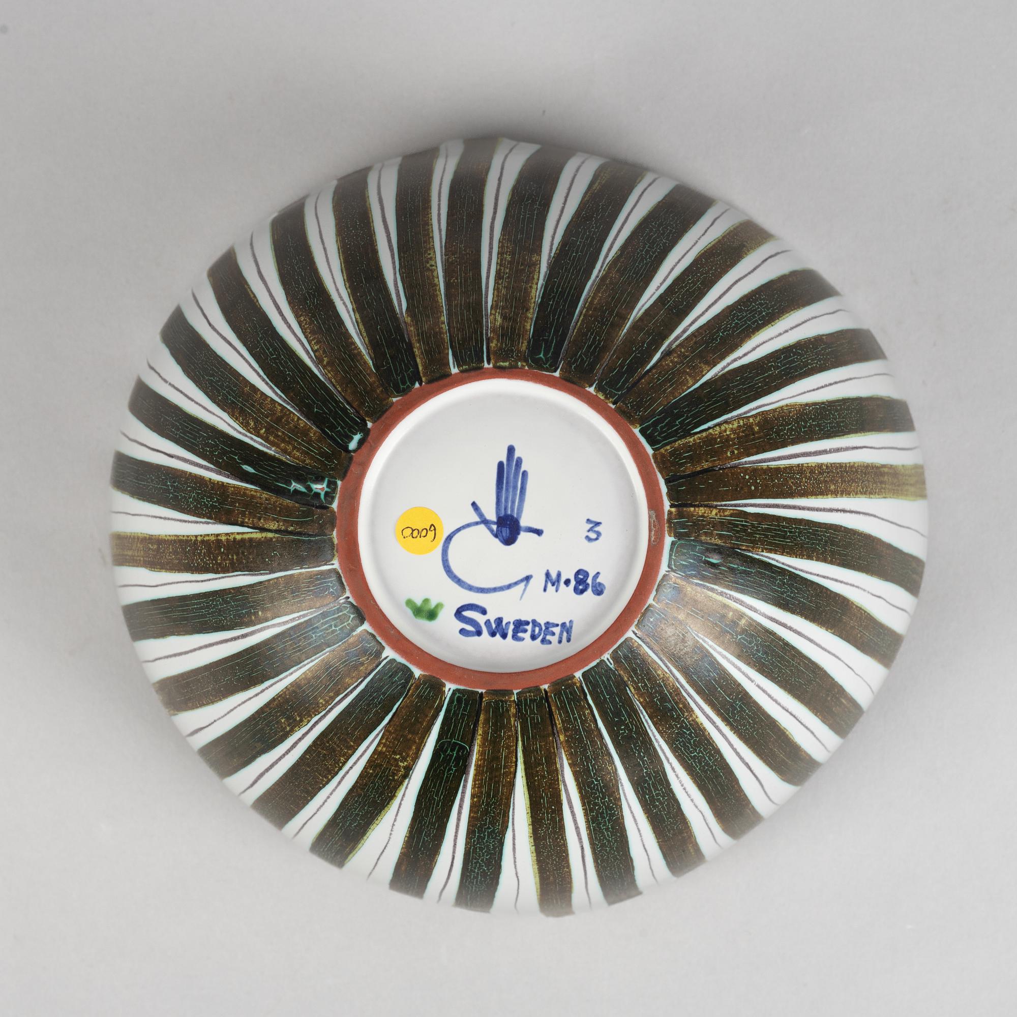 Stig Lindberg, skål, fajans, Gustavsbergs studio 1940-50-tal.