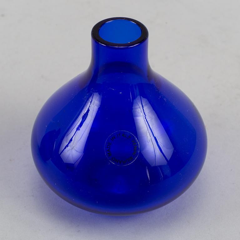 Alessandro Mendini, two glass vases with stoppers, Venini, Murano, Italy.