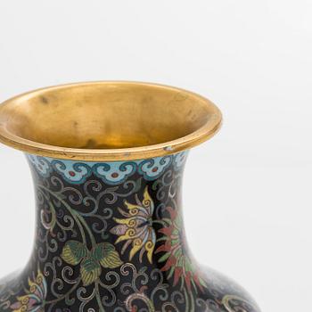 A pair of cloisonné enameled vases, China, 20th century.