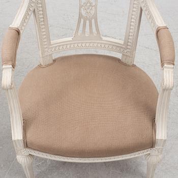 Johannes Andersson, karmstolar, ett par, sengustavianska, Lindome, omkring 1800.