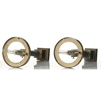 A pair of Empire painted sheet metal carcel oil lamps.