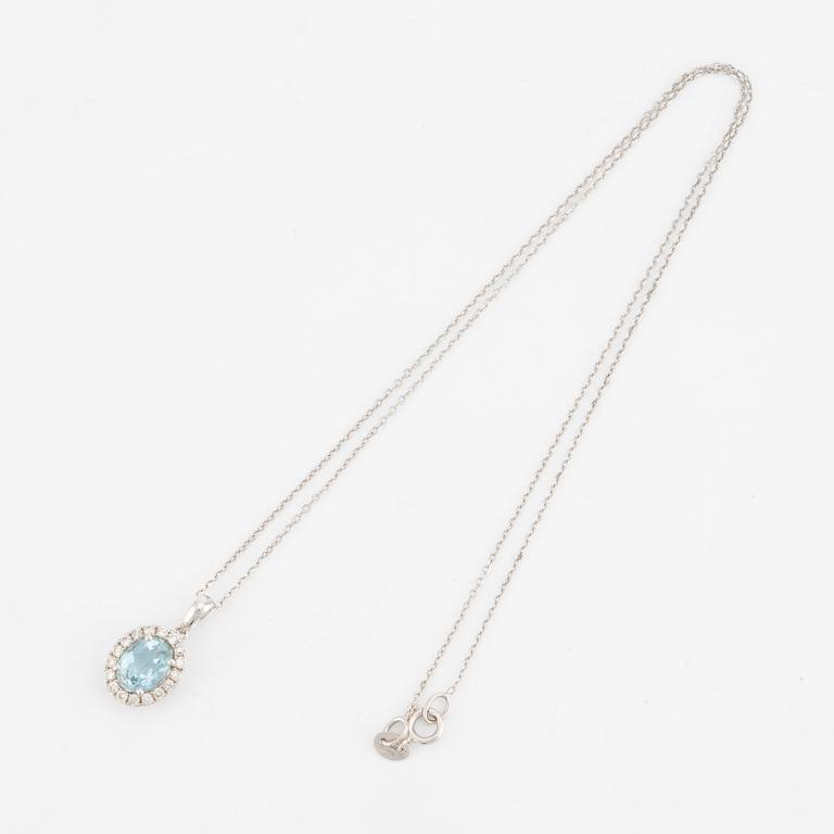 Necklace, 18K white gold with aquamarine and brilliant-cut diamonds.