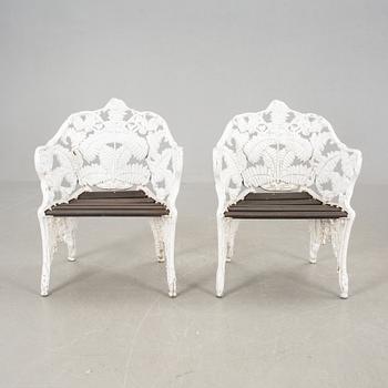 TRÄDGÅRDSSTOLAR, ett par, gjuten aluminium, "Riab". 1900-talets andra hälft.