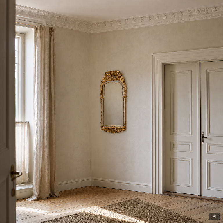 A gilt-gesso rococ-style mirror, 20th century.
