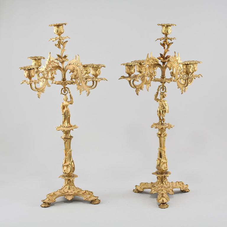 KANDELABRAR, ett par, oscarianska, 1800-talets slut.