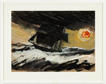 Gösta Werner, Ship at sunset.