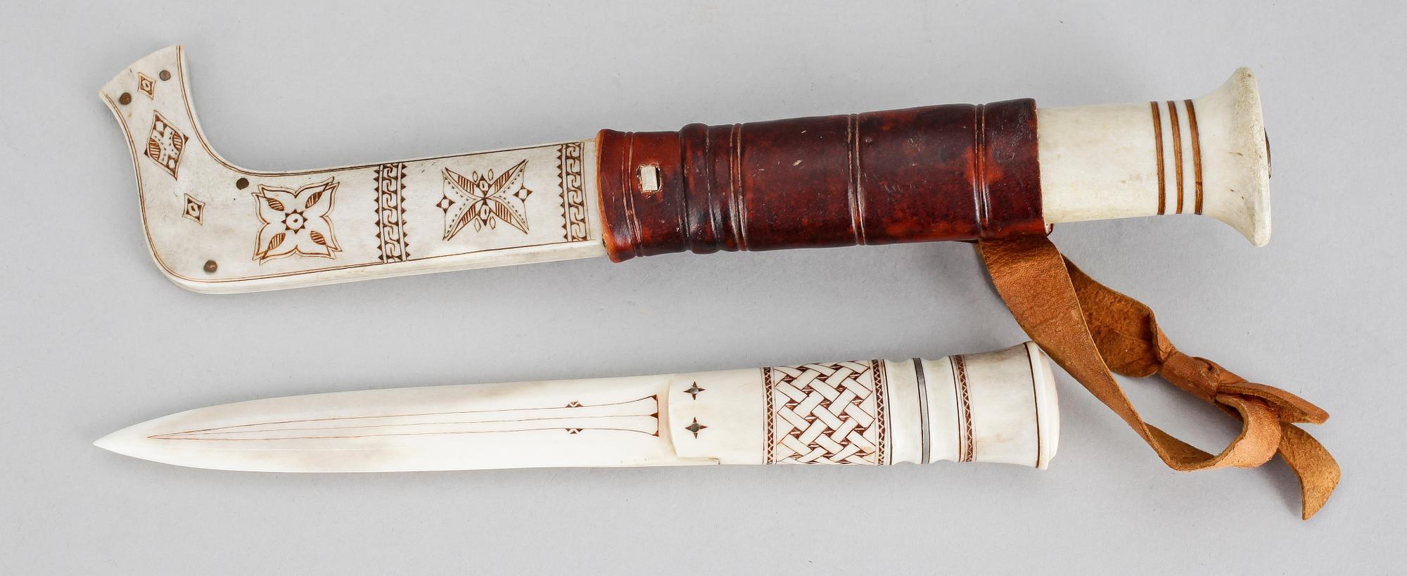 SAMEKNIV samt BREVKNIV, ben, bl a Anders Fankki, Lappland, 1900-talets första hälft.