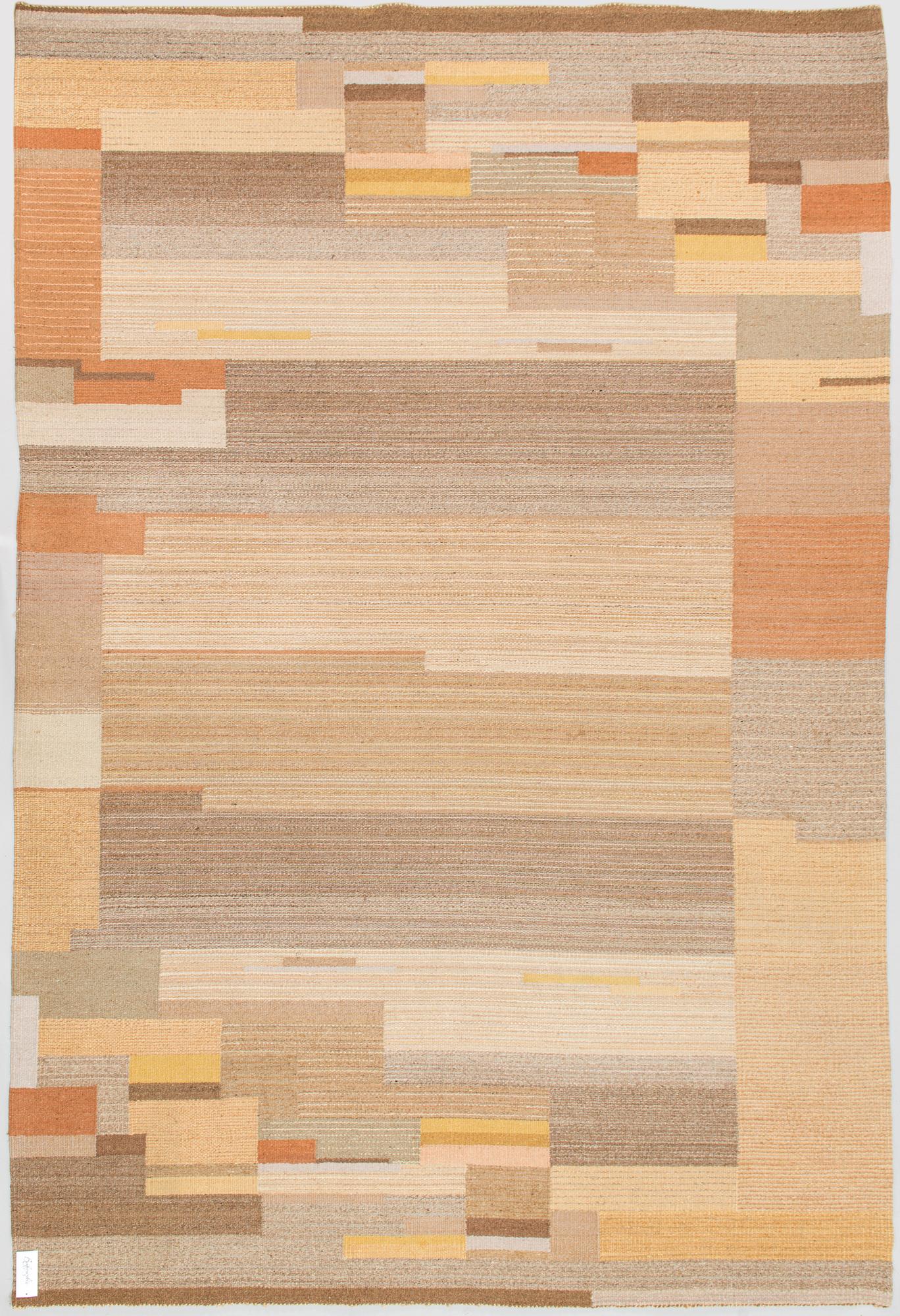 Greta Skogster-Lehtinen, s  flat weave carpet for Aaltosen Mattokutomo Kiikka Finland. Ca 310x210 cm.