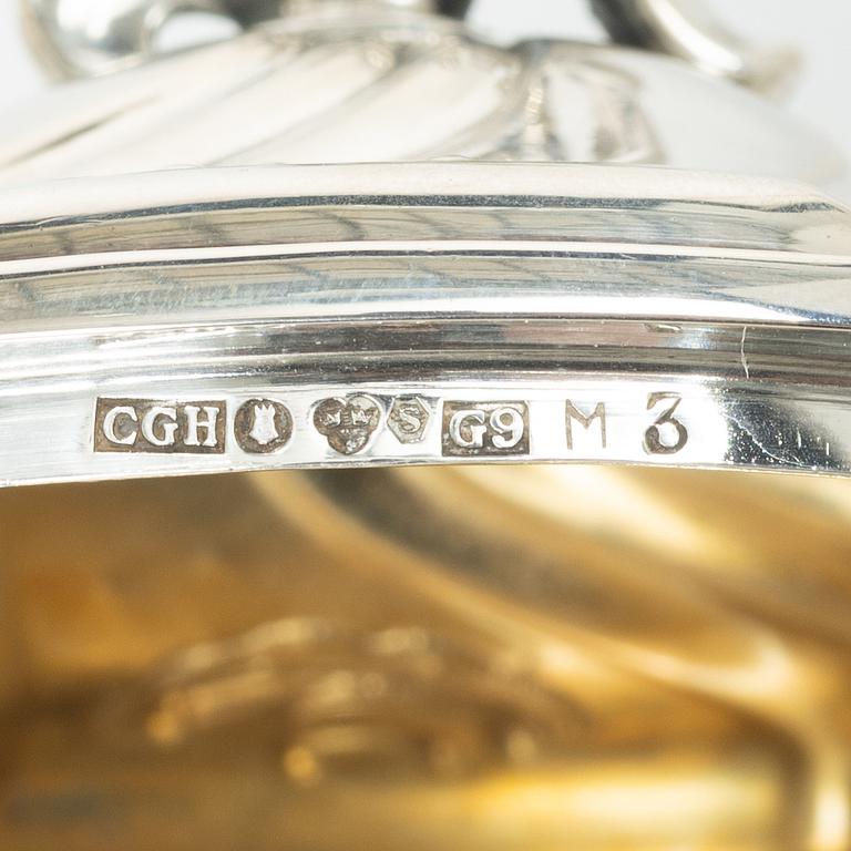 C.G. Hallberg, A three piece coffee service, Rococo style, 1950s, Stockholm.
