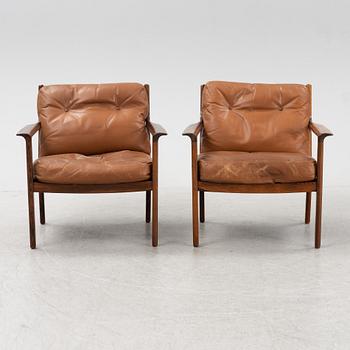 Bröderna Andersson, a pair of rosewood lounge chairs, 1960's.