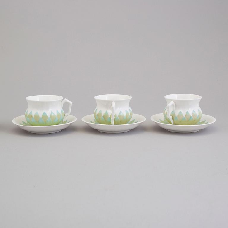 KAFFEKOPPAR, tio stycken, Jugend, Rörstrand, 1900-talets början.