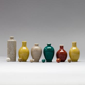 NUUSKAPULLOJA, 6 kpl, keramiikkaa, 1900-luku.