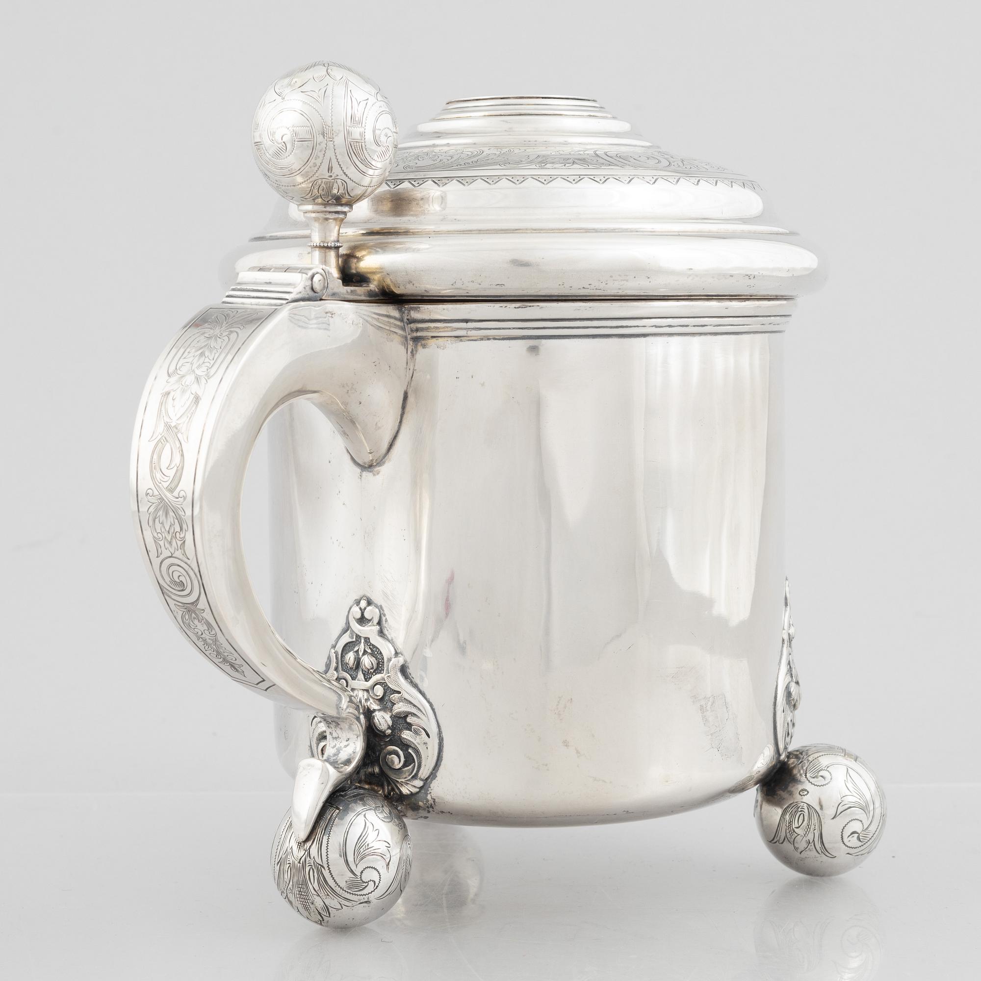 A Swedish 20th century silver tankard, mark of CG Hallberg, Stockholm 1929.