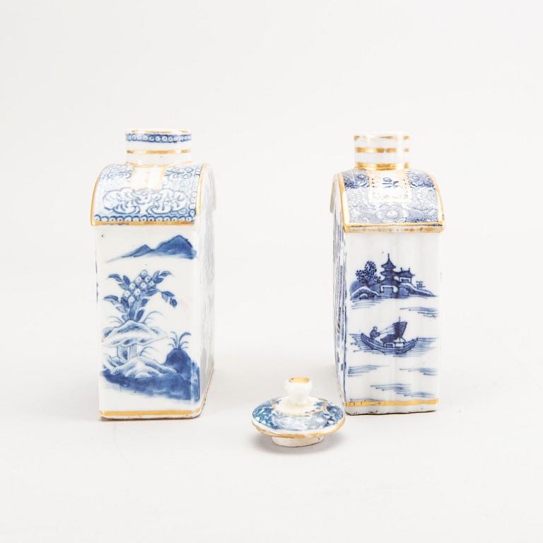 A set of two Qianlong porcelain tea caddies.