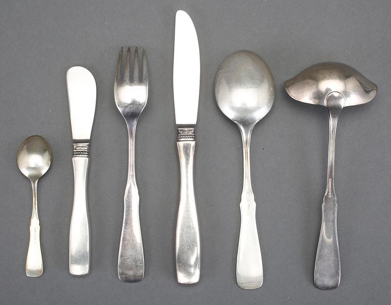 BESTICKSERVISDELAR, 48 st, "Uppsala", MGAB samt MEMA, 1900-talets andra hälft. Vikt exkl delar med stålblad ca 1290 g.