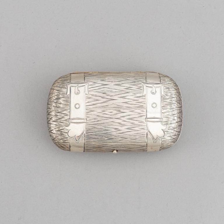 A Russian silver cigarette-case, marked EB, 1883.