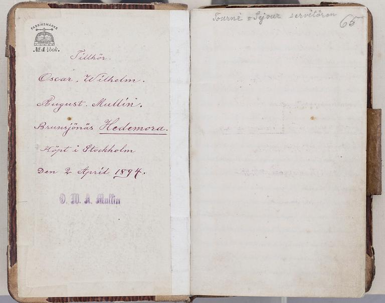 KUNGLIG LOGGBOK, med fotografi. 1800-talets slut.