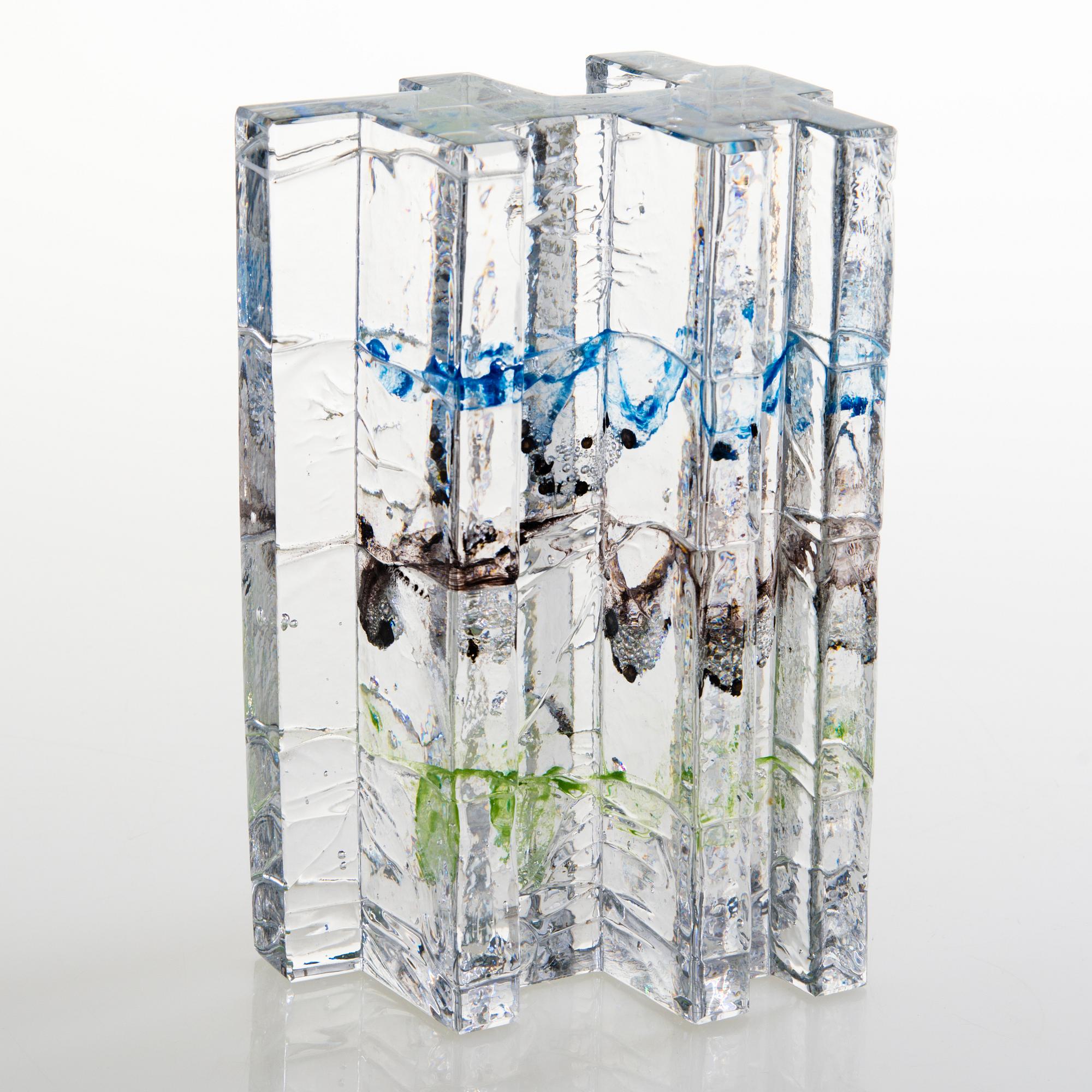 HELENA TYNELL,  skulptur, Skog", signerad Helena Tynell Riihimäen Lasi Oy.