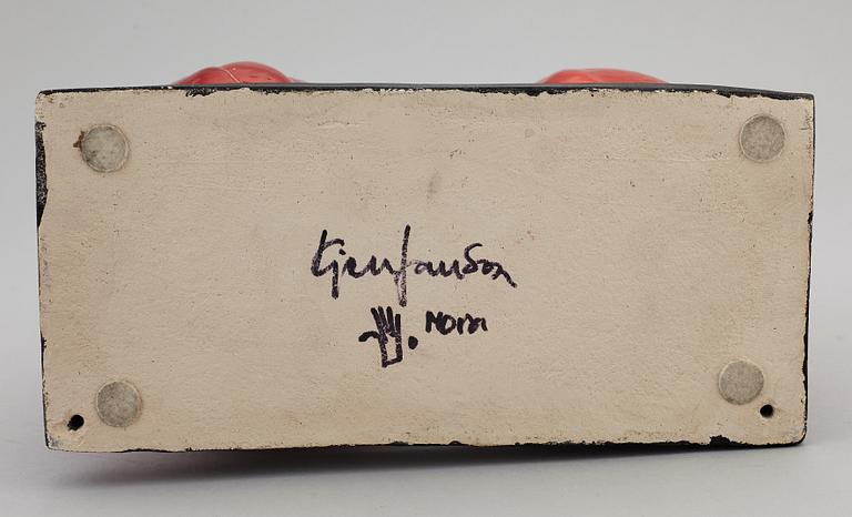 KJELL JANSON, a stoneware sculpture, signed Kjell Janson Mora.