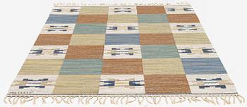 Märta Måås-Fjetterström, a carpet, 'Rutmattan med blått', flat weave, c 235 x 118 cm, signed AB MMF.