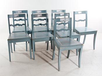 MATSALSGRUPP. 9 delar. Allmogestil, 1800/1900-tal.