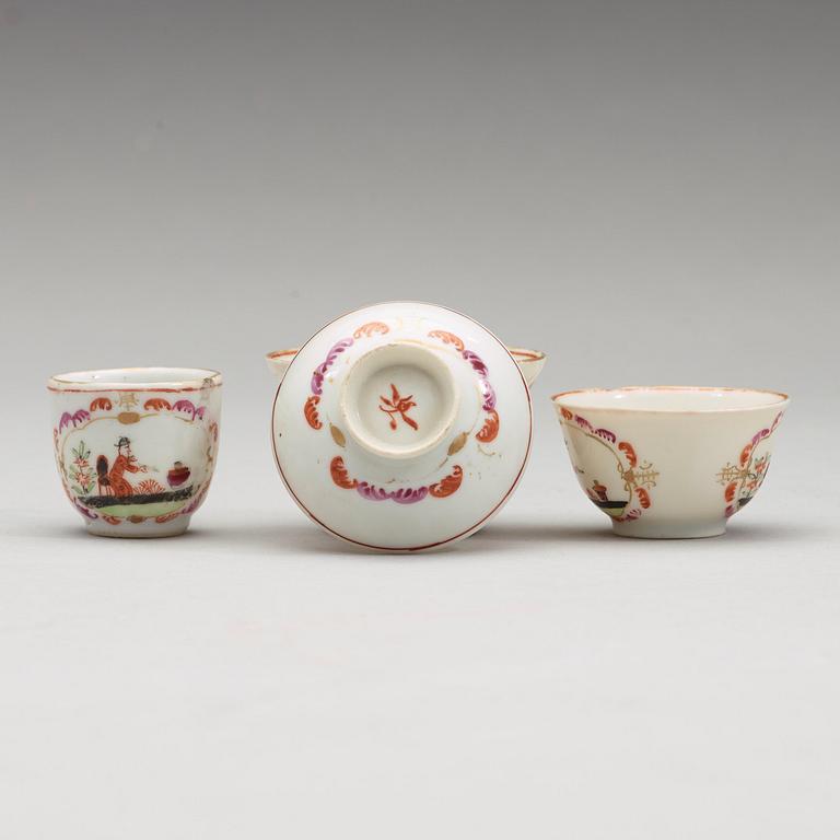 A famille rose 'European Subject' miniature service, Qing dynasty, Qianlong (1736-95). (36 pieces).