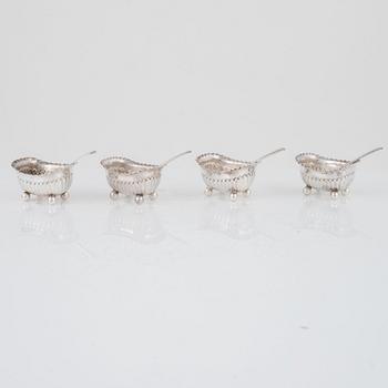 An English Set of Silver Salt Cellars, mark of James Dixon & Sons Ltd, Sheffield 1902 (4 pieces).