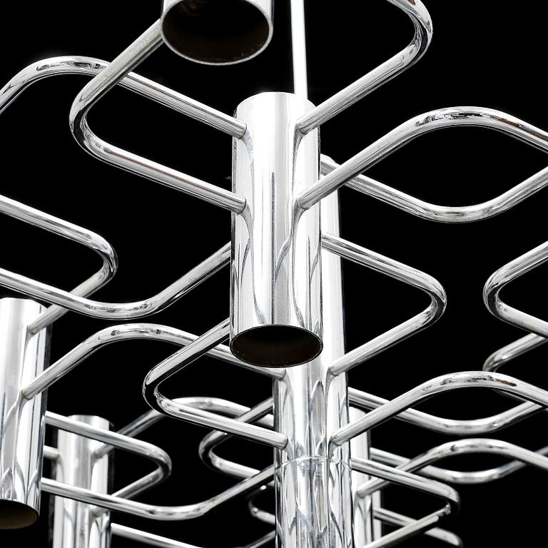 GAETANO SCIOLARI, a 13-light chrome chandelier, probably Boulanger SA.