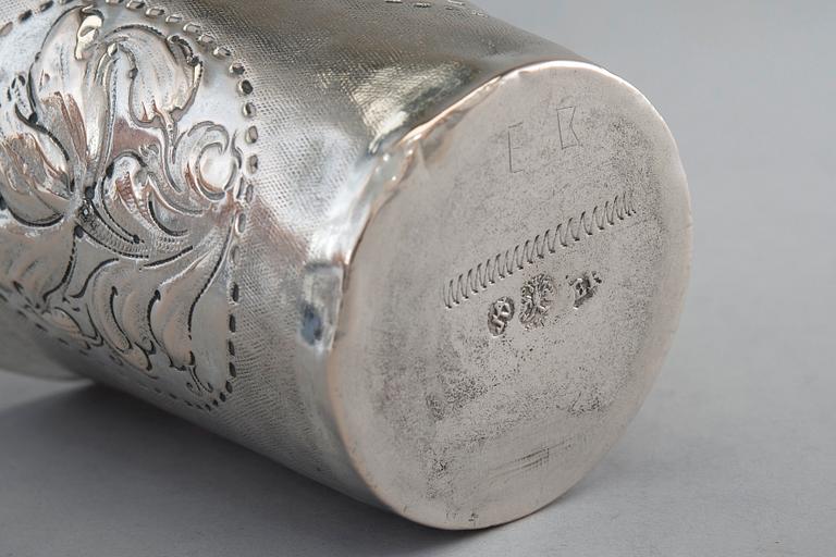 A BEAKER, silver. Unknown master, Moscow 1710-29. Height 8,5 cm. Weight 74 g.