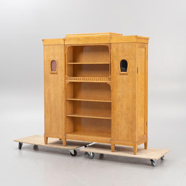 A birch veneered book case/wardrobe, 1930's/40's.