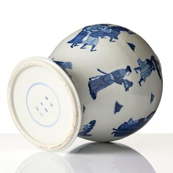 A blue and white 'foreigners bearing tribute' jar, Qing dynasty, 19th century.
