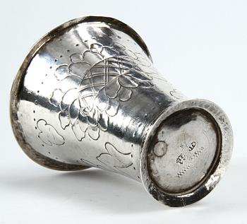 BÄGARE, silver, Johan Pettersson Berg, Norrköping, 1727-1762. Ca 80 gr.