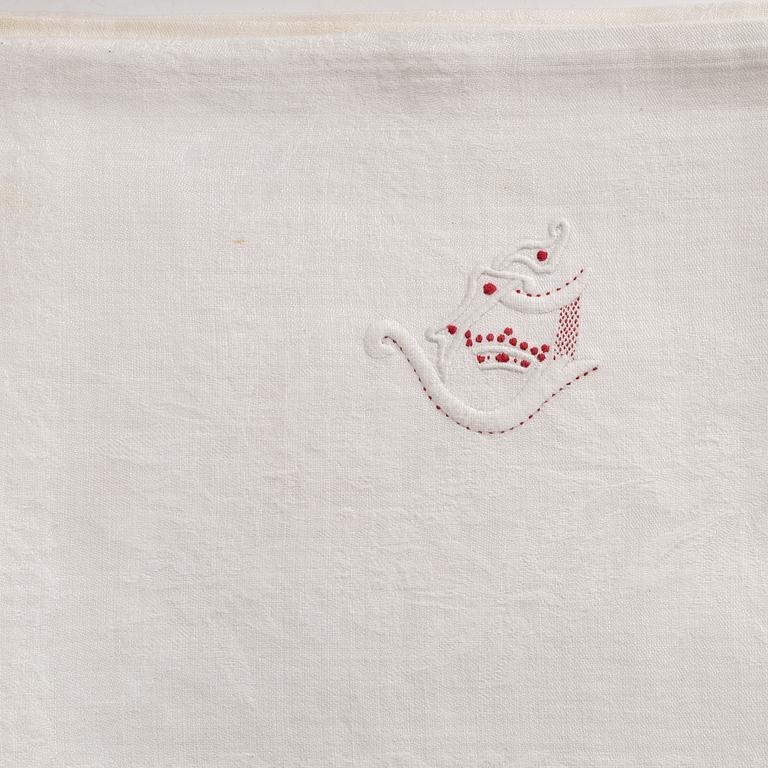 Duk samt 20 servetter, linnedamast, 1900-tal.