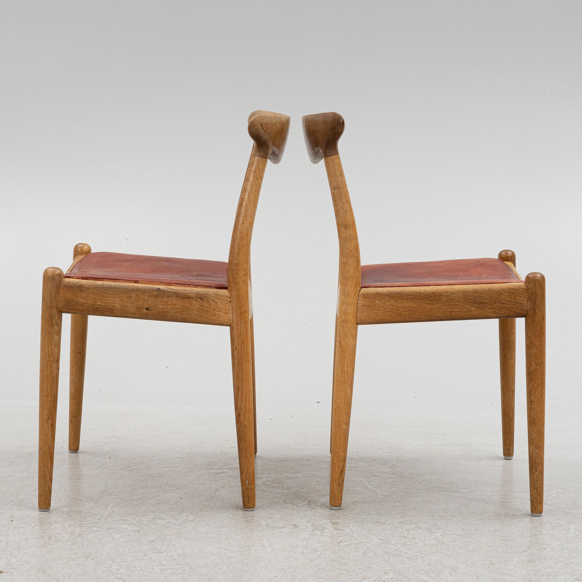 Hans J. Wegner, stolar, 6 st, "W1", C.M. Madsens Fabriker, Danmark 1950/60-tal.