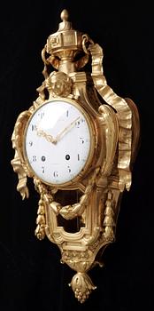 A Louis XVI late 18th century gilt bronze wall-clock by A. Carcel le Jeune.