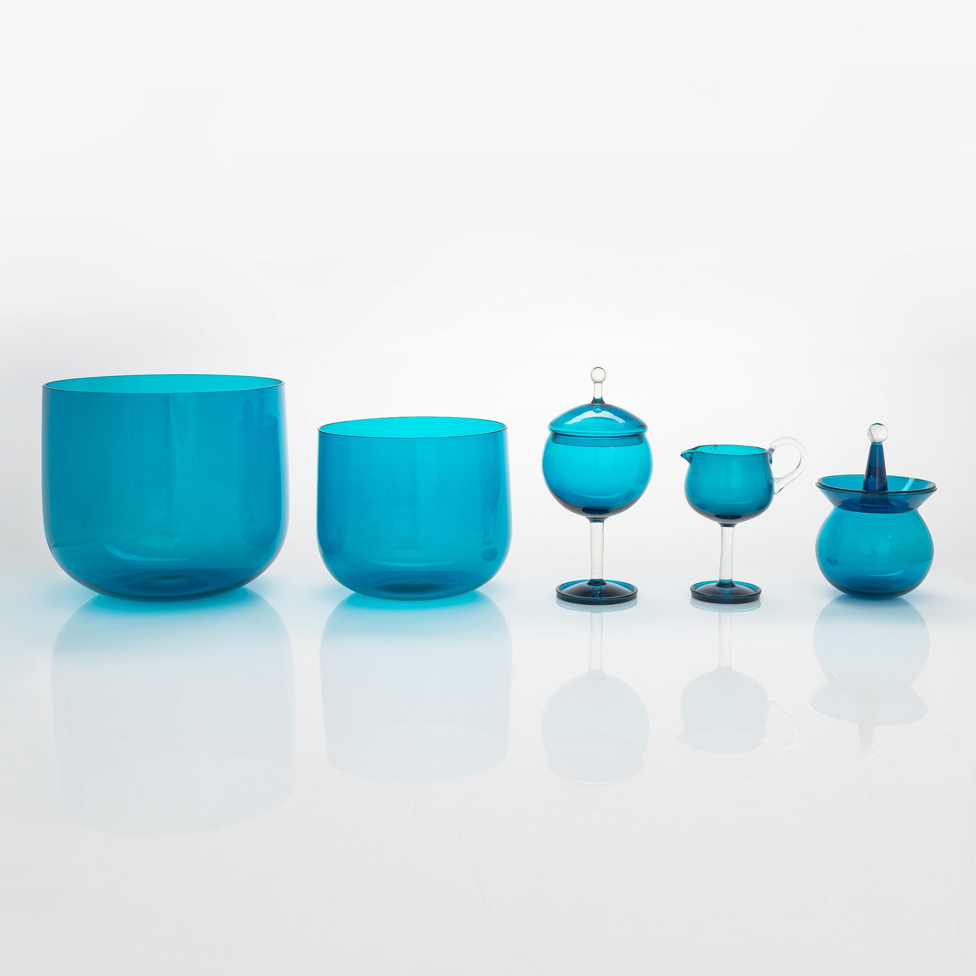 Nanny Still, a 5-piece 'Harlequin' glassware for Riihimäen Lasi Oy.