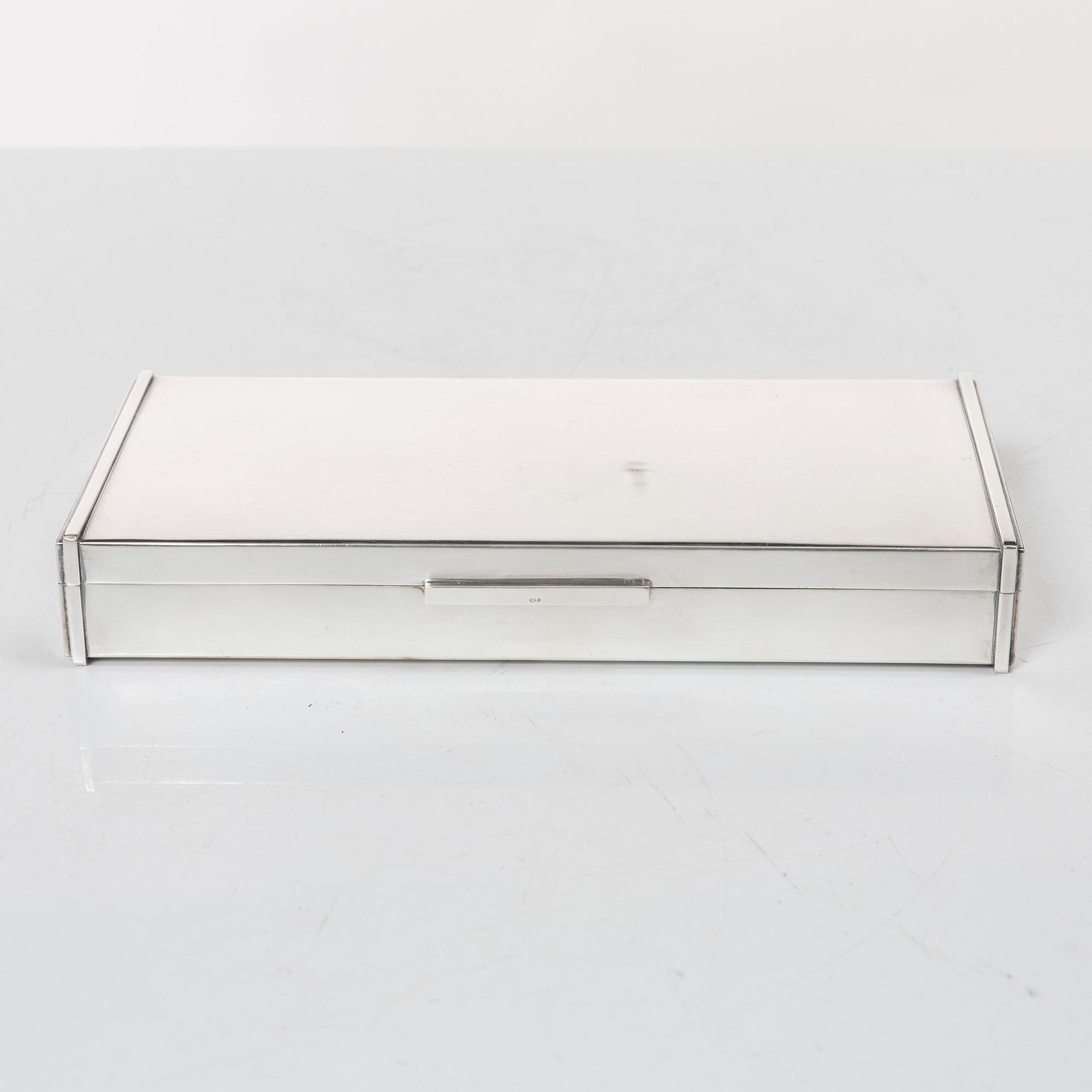Cigar case, sterling silver, mark FS and with Swedish silver import marks, 20th century.